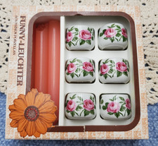 Vintage Funny-Leuchter West Germany Mini Porcelain Candle Holders & Candles Set picture