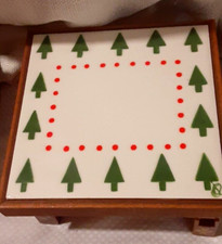 Signed Christmas Tile/Trivet Julie Andrews Belmont CA 94002 White Green Red picture