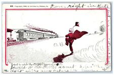 1906 Man Running Expect To Catch The Train Bovina New York NY Antique Postcard picture