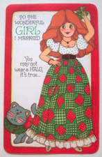 Marriage is Heaven To Wife vintage Christmas greeting card *TT20 picture