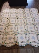 Vtg Double Wedding Ring Quilt Large 86x86