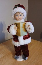 Sun Point Christmas  Boy Caroler In Red Velvet W/ Sheet Music & Stand  picture