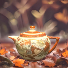 Vintage Japanese Geisha Teapot • Hand Painted Porcelain • Oriental Scene picture