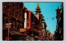 San Francisco CA-California, Grant Avenue, Chinatown, Vintage c1961 Postcard picture
