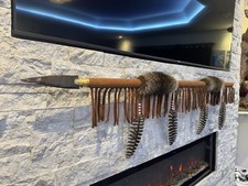 Hand Made Native American Indian Cherokee Raccoon Spear By Enrolled Member 60” picture