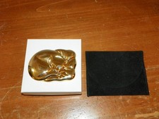 Vintage Estee Lauder Sleeping Cat Gold Tone Purse Mirror W/pouch case picture
