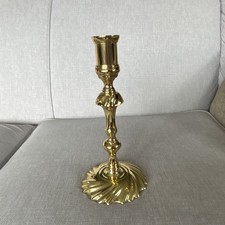 Vintage Baldwin Solid Brass Candlestick, Spiral Swirl Base & Fluted Stem  picture