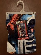 Disney Star Wars HUGE 28x58 Beach Pool Towel BRAND NEW w/Tags C-3PO/BB-8/R2-D2 picture