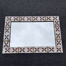 Mexican Brass Pewter Enameled Mirror picture