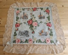 ANTIQUE FRENCH LACE PILLOW COVER RIBBONWORK SAMPLER 1918 picture
