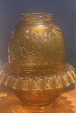Fenton Amber Persian Medallion 2 piece Fairy Lamp No Clear insert picture