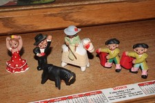 Vintage Red Clay Mud People /Bull ~ LOT of 6 Terra Cotta Figurines Mini Folk Art picture
