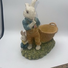 Vintage Chrisdon Bunny Rabbit w/Child & Easter Basket Resin Figurine RARE 10.5” picture