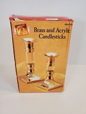 Vintage Candlesticks Holders Brass & Acrylic Candle 1999 New Open Box picture