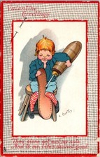 Valentine Awl Shoe Sole A/S E Curtis Love's Labor Tuck 3 c1909 postcard CQ2 picture