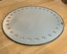 Antique 16” Round Beveled Vanity / Wall MIRROR Plateau Engraved STARBURSTS picture