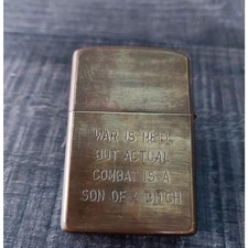 Vintage Zippo 1965-66 Vietnam War Solid Brass Lighter Qui Nhon Hot Girl picture
