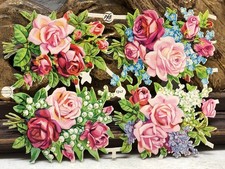 Embossed Die Cut Floral w/ Roses Arrangement by PZB #1347 Scrap L13 picture