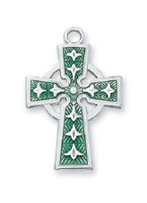 CELTIC GREEN STERLING SILVER CROSS WITH 18