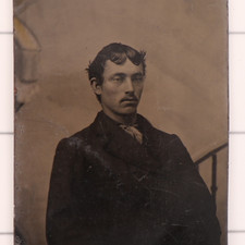 Antique CDV 9th Plate Tintype Photograph of a Darkly Handsome Man #1333 picture