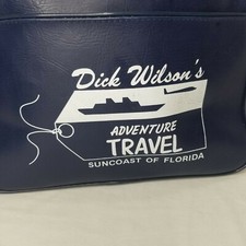 Vintage Dick Wilsons Adventure Travel Bag Florida Advertisement Blue Vinyl  picture