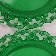 2 Vintage Depression Green or Italian Made Pressed Glass Cake Serving Plate picture
