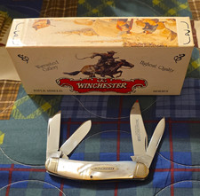 Winchester W18 4849-P 4-Blade Mother of Pearl Handle SS Slipjoint Rifle Shield picture
