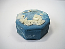 Vintage 1992 Lasting Impressions Ceramic Blue White Jewelry Box 3 1/4