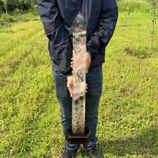 15.7LB natural high-quality smoky quartz obelisk crystal wand+Stand XA6632 picture