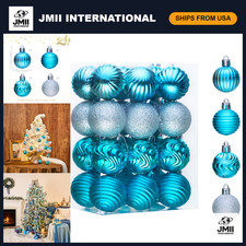 24ct Mini Christmas Ball Ornaments Set - Shatterproof Blue Silver Decor for Tree picture
