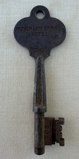 Antique c.1930s French Lick Springs Hotel Room 201 RUSSWIN Skeleton Key 3-1/2” picture