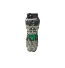 Vintage Y2K Novelty Lighter Chrome Muscular Male Body Green Underwear TESTED picture