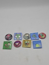 GIR INVADER ZIM - Rare Vintage Old Pinback Button Lot Of 9 - Red Rare Cartoon picture