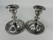 2 Gorham Rose Scroll Candleholders PAIR Silver Plate YC3004 Candlesticks Vintage picture
