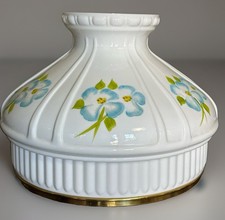 Stunning Aladdin #601 Blue Dogwood Flower Milk Glass Lamp & Brass Shade Holder picture