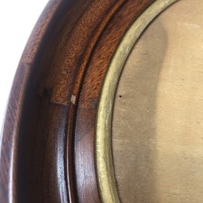 Walnut Wood Victorian Handmade Oval Eastlake Picture Frame Gilt Liner cut Glass picture