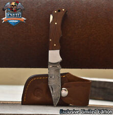 CSFIF Hand Forged Twist Damascus Folding Knife Walnut Wood Back Lock Fishing picture