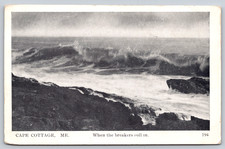 Postcard RPPC Maine Cape Cottage When the breakers roll in picture