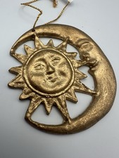 Anthropomorphic Celestial Sun and Moon ornament with gold antique finish RARE picture