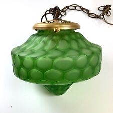 Vtg MCM 7”H Round Green Globe Hanging Swag Bubble UFO Lamp w/30in Chain READ picture