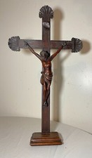 antique 1700's hand carved wood religious Jesus Christ crucifix cross sculpture picture