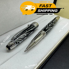 Montblanc Meisterstück Black Silver Executive Rollerball Pen Collector Gift 🔥 picture