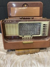 Vintage Brown Leatherette-Covered Zenith Trans-Oceanic Shortwave Radio picture