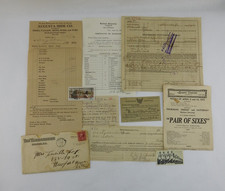 Vintage Ephemera Paper Lot Documents Receipts Certificates Postcards 1910s 1940s picture
