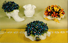 Cinderella Bouquet Fenton Milk Glass containers   a146 postcard  picture