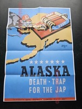 1943 WW2 USA AMERICA ALASKA DEATH TRAP JAPAN MOUSE RAT WAR PROPAGANDA POSTER B36 picture