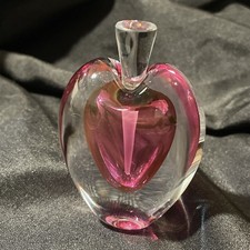 Zellique  Studios Joseph Morel Pink Art glass Heart Perfume Bottle 1991 Signed picture