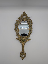 Vtg Ormalu Footed Ornate Brass/Bronze Vanity Hand Mirror picture