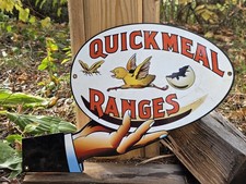 VINTAGE QUICK MEAL GAS RANGES PORCELAIN HEAVY METAL SIGN 12