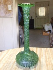 Monumental Antique Art Nouveau Glass Trumpet Vase  picture